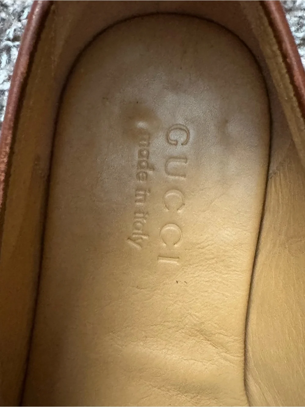 Gucci Men’s Cream Canvas and Brown Leather Loafers39